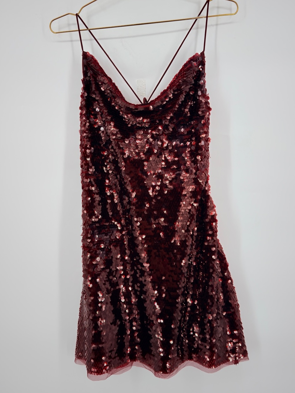Wild Fable Burgundy Sequin Cowl Neck Mini Dress Size M